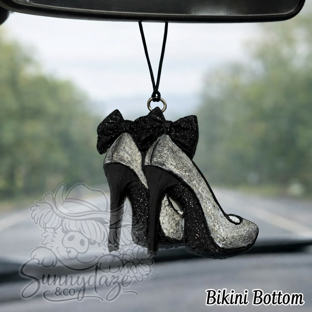 Heels with Bows - Silver/Blk