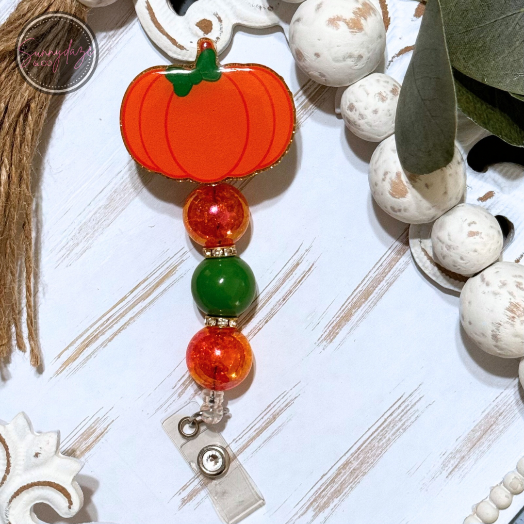 Pumpkin with Bow Badge Reel