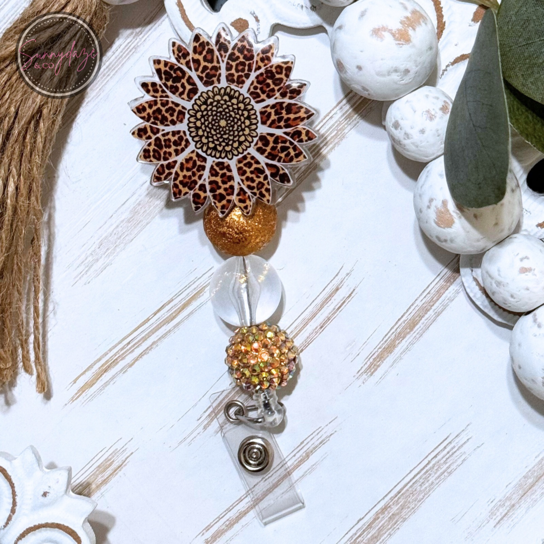 Cheetah Sunflower Badge Reel