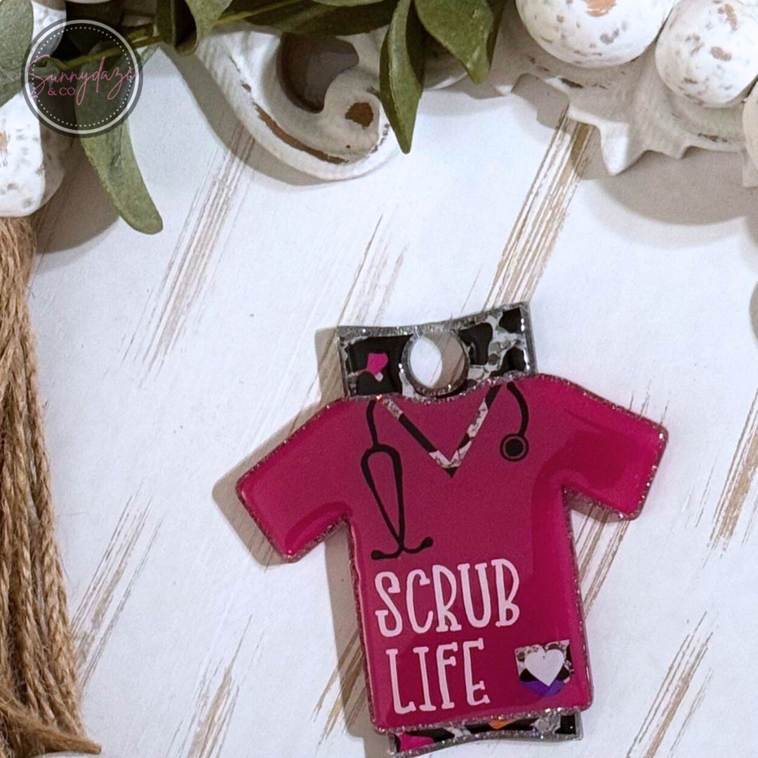 Scrub Life - Hot pink and leopard Tumbler Tag - 40oz