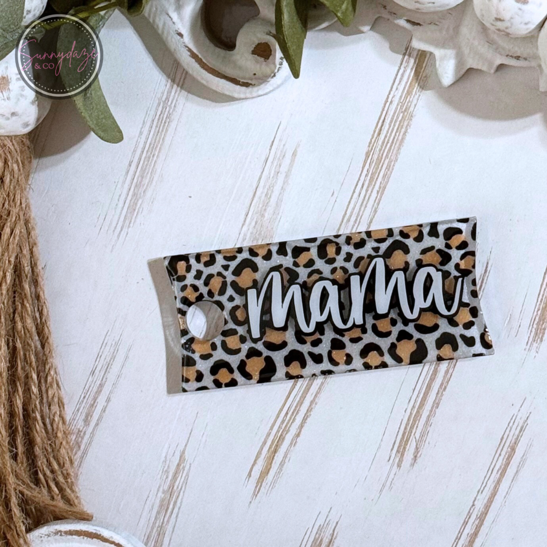 Leopard Mama - Rectangle Tumbler Tag - 40oz