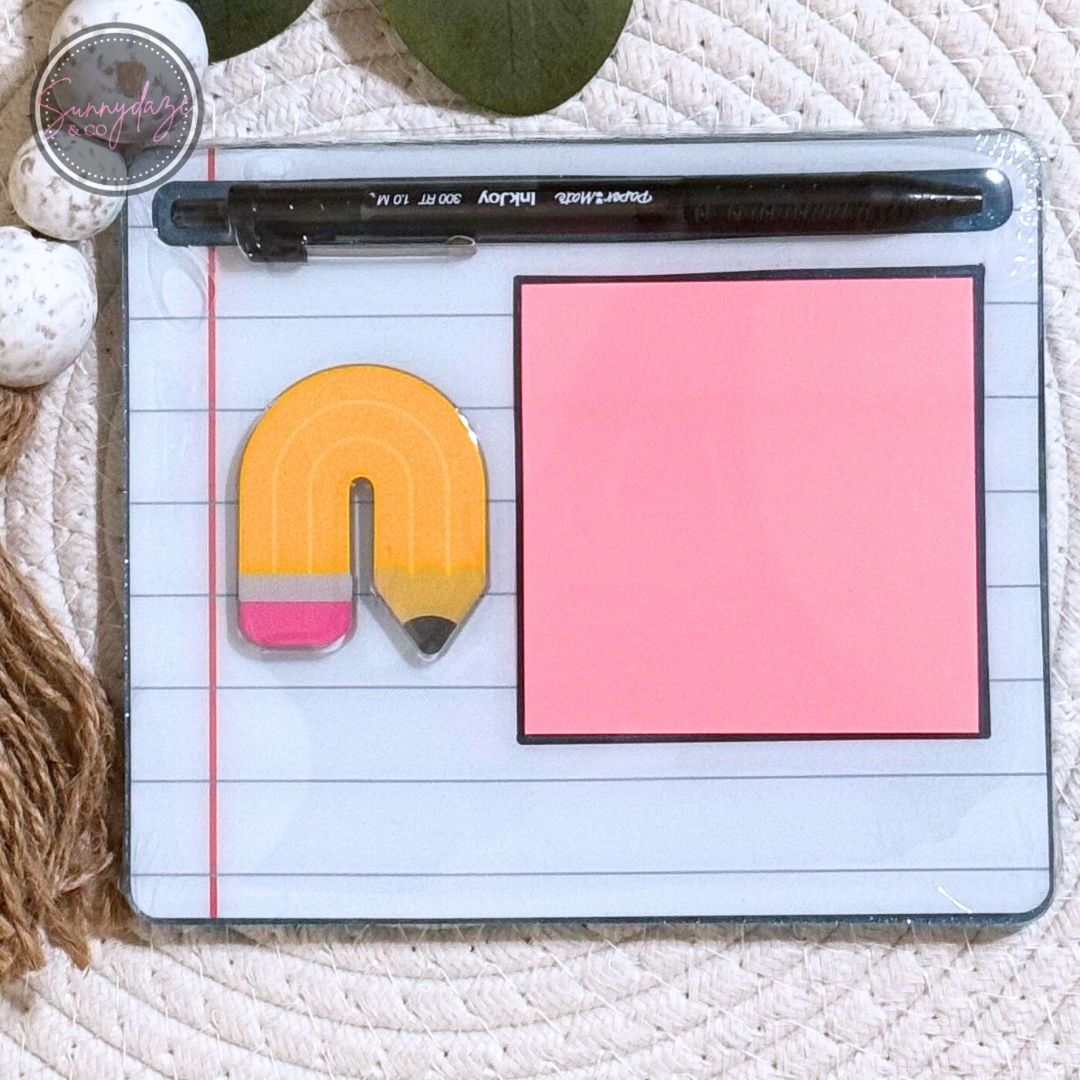 Rainbow Pencil Notebook - Acrylic Sticky Note Holder