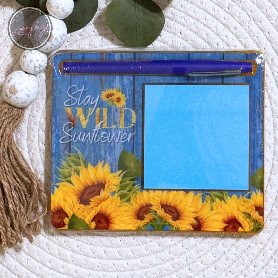 Stay Wild Sunflower Acrylic Sticky Note Holder
