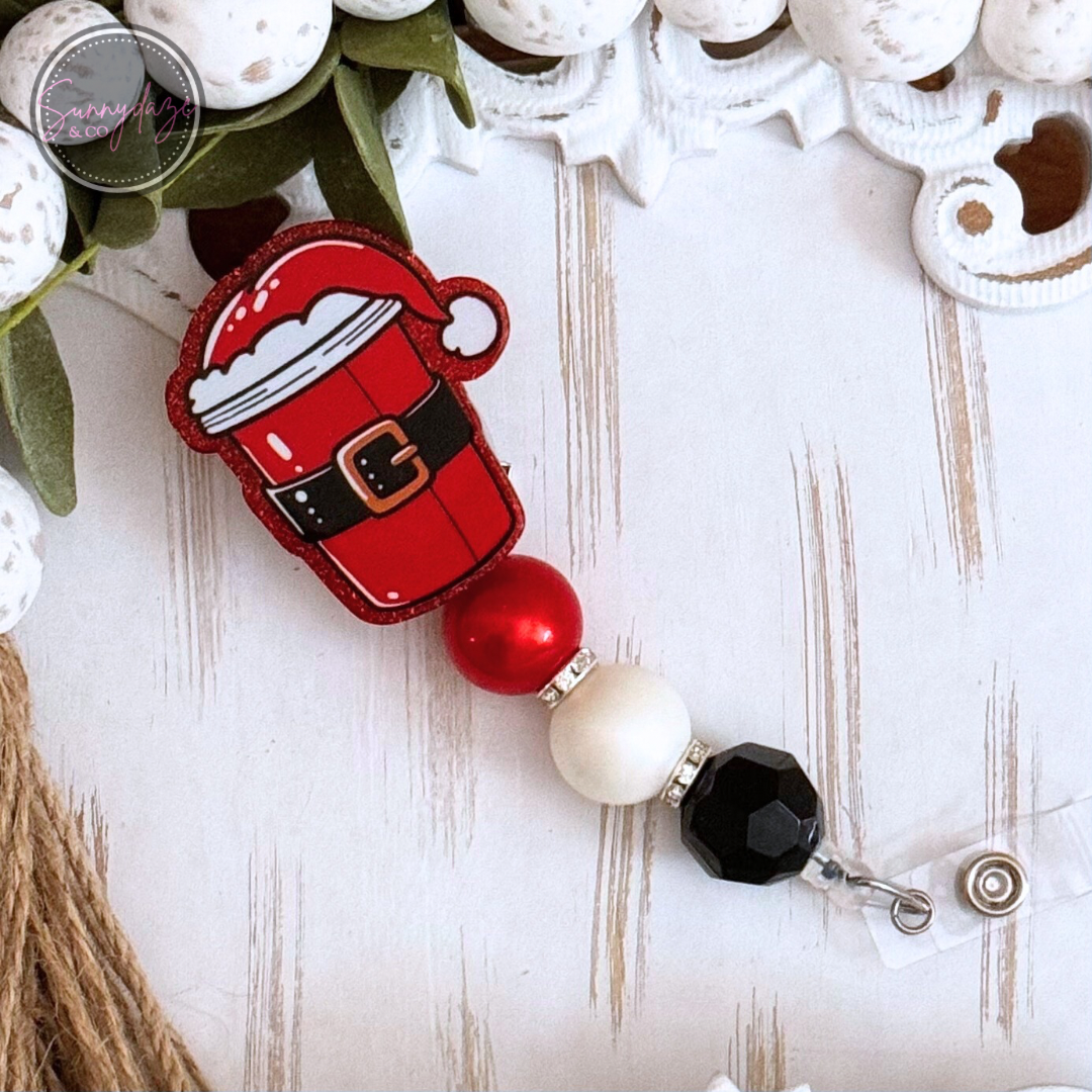 Santa Coffee Badge Reel