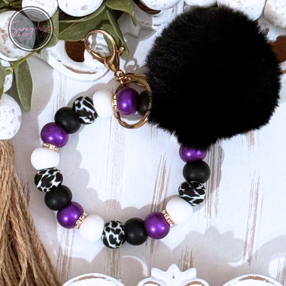 Purple Leopard Wristlet