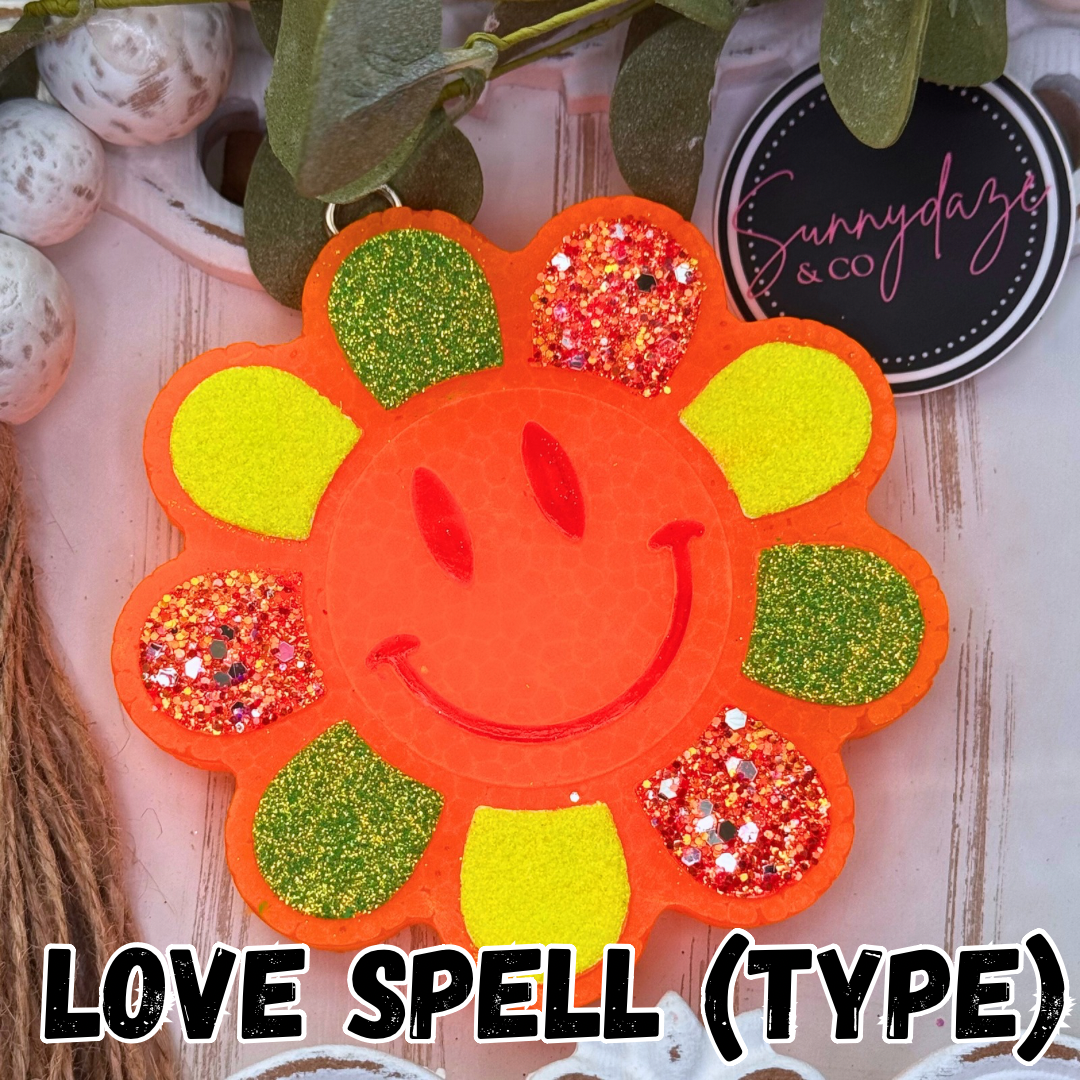 Neon Smiley Flower Freshie RTS