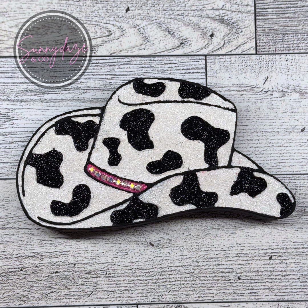 Cow Print Cowgirl Hat Freshie
