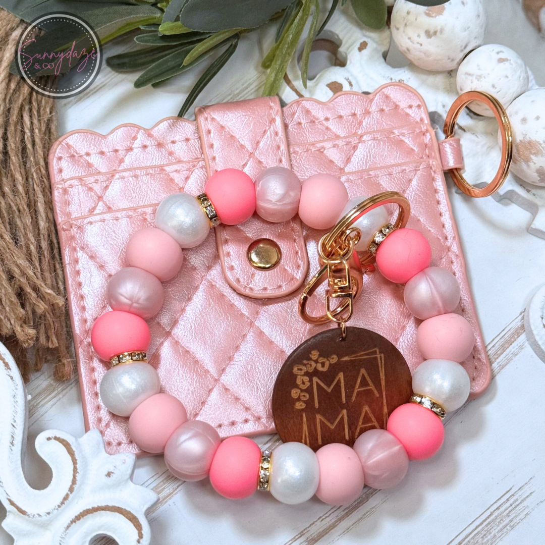 Pink Quartz & Pearl Wristlet