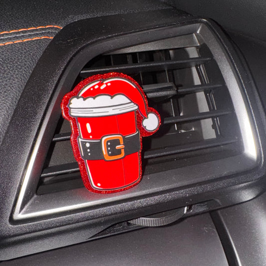 Santa Hat Coffee Car Vent Clip