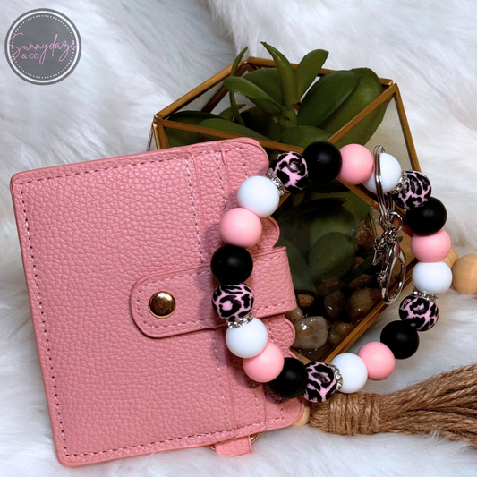 Soft Pink Snow Leopard Wristlet