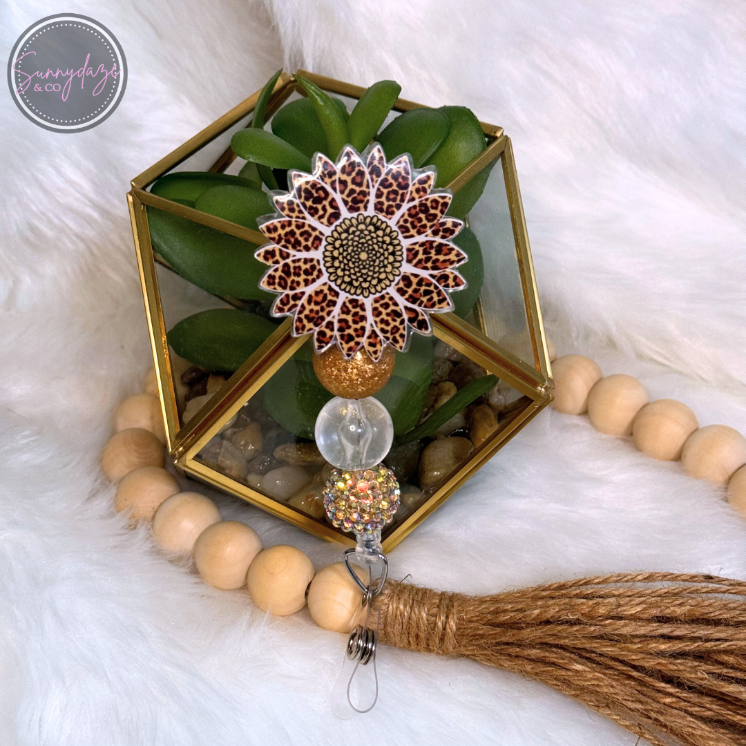 Cheetah Sunflower Badge Reel