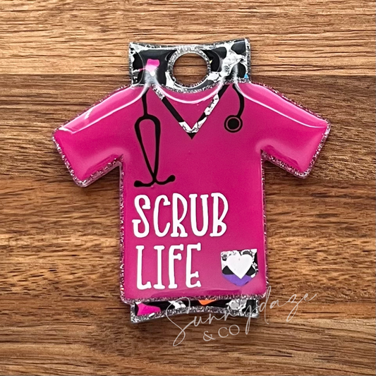 Scrub Life - Hot pink and leopard Tumbler Tag