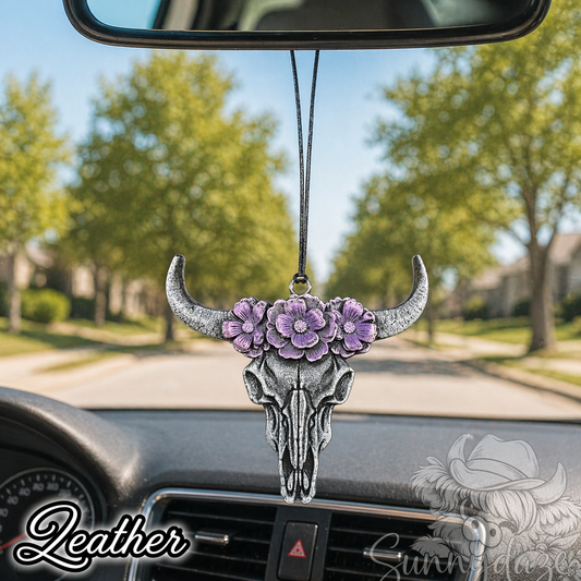 Floral Bull Skull - Pink/Purple