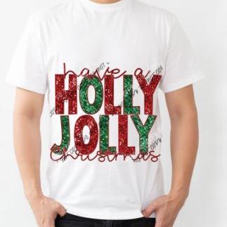 1236 - Have a Holly Jolly Christmas faux sequin and embroidery