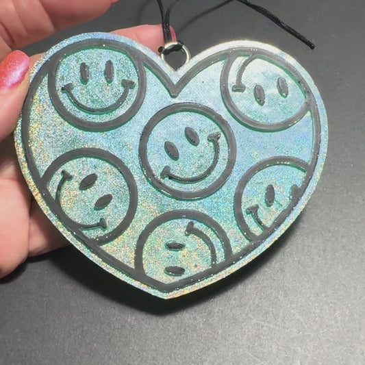 Heart Smileys - Green Holo